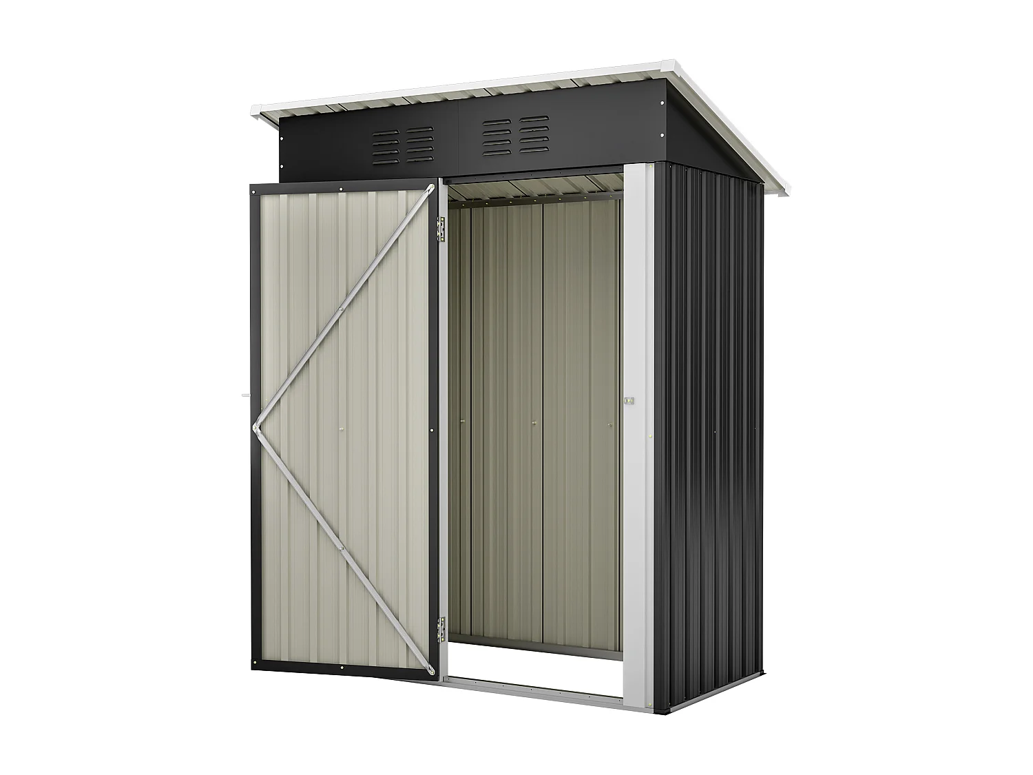 Casinha de jardim em metal preto com porta com fechadura - área de armazenamento de 1,27 m²