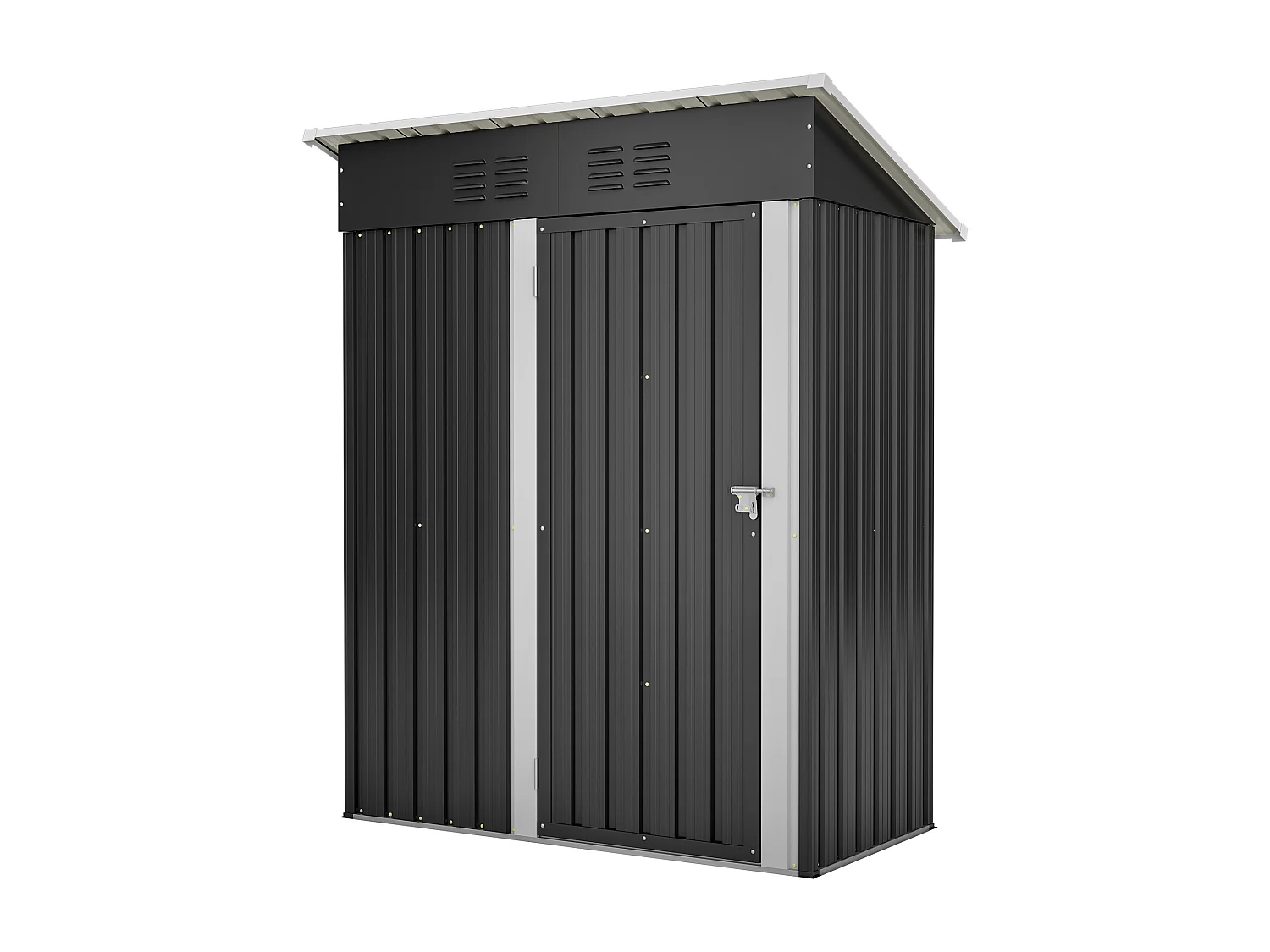 Casinha de jardim em metal preto com porta com fechadura - área de armazenamento de 1,27 m²