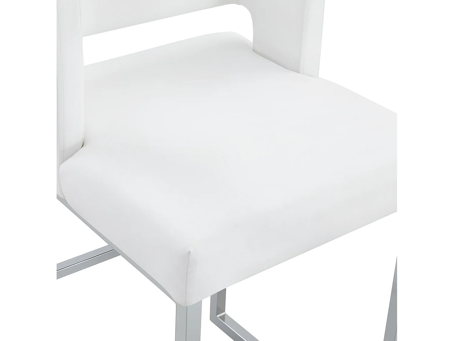 Set van 2 witte barkrukken van PU-leer met zilverkleurige metalen poten - Scandinavisch design