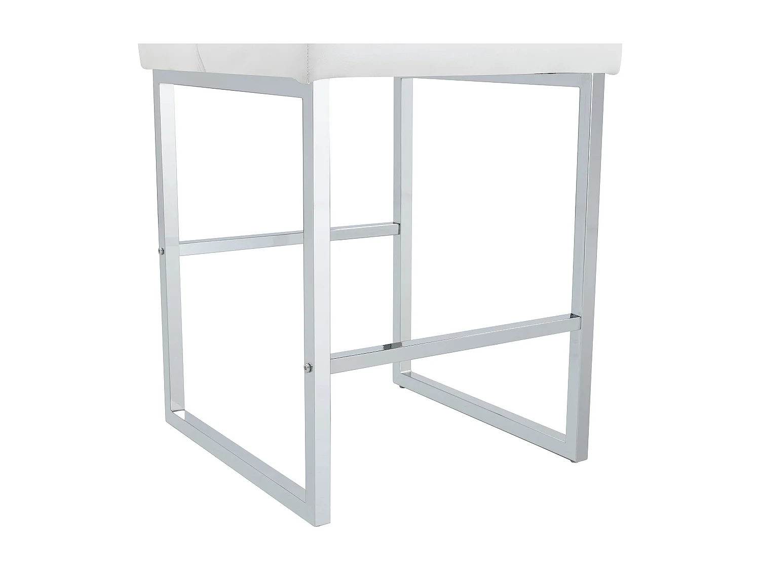 Set van 2 witte barkrukken van PU-leer met zilverkleurige metalen poten - Scandinavisch design