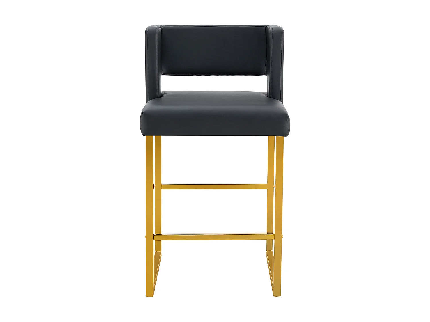 Lot de 2 tabourets de bar en PU noir avec pieds en métal doré - Design nordique