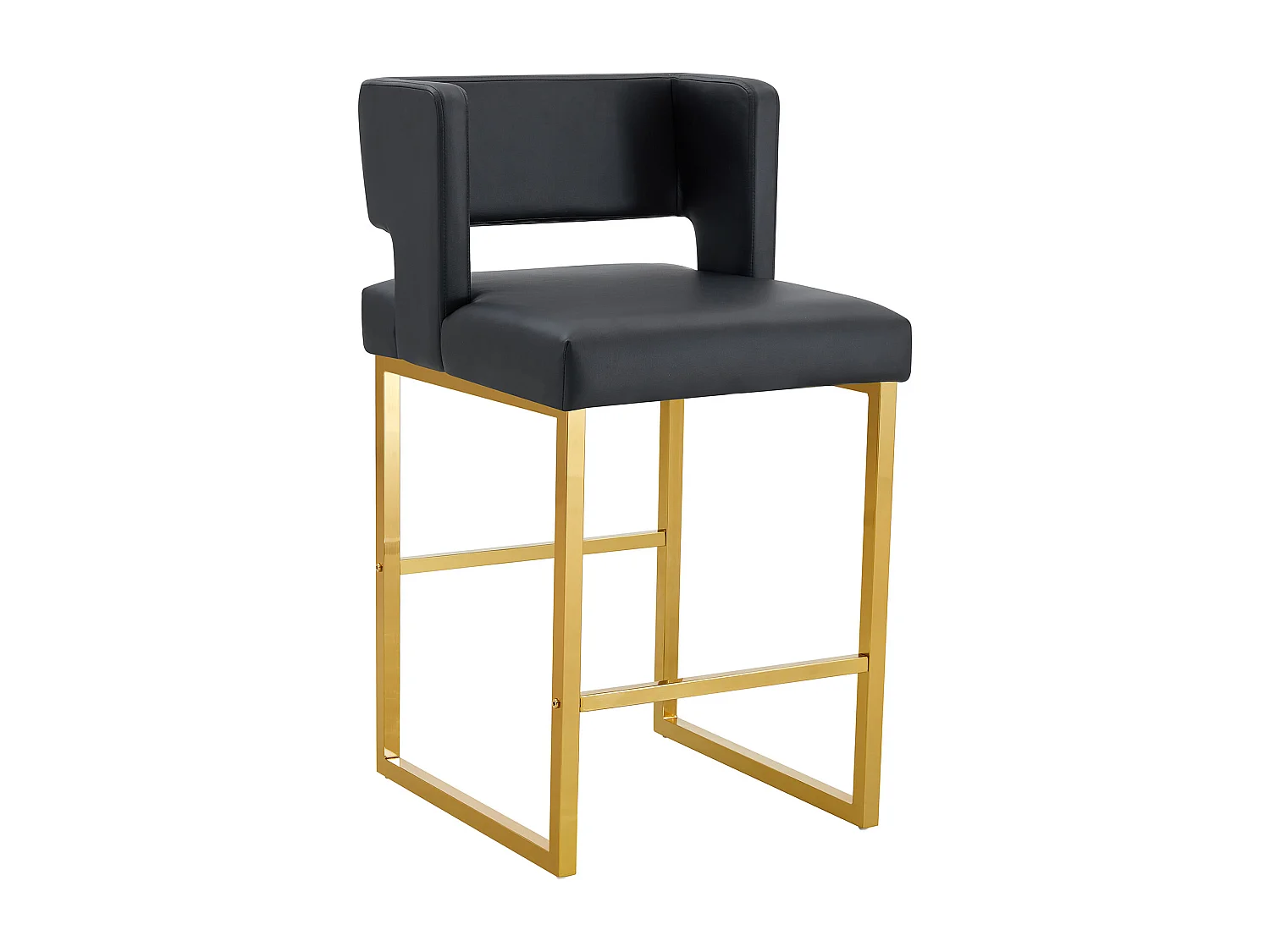 Lot de 2 tabourets de bar en PU noir avec pieds en métal doré - Design nordique
