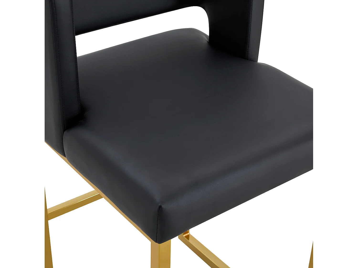 Lot de 2 tabourets de bar en PU noir avec pieds en métal doré - Design nordique