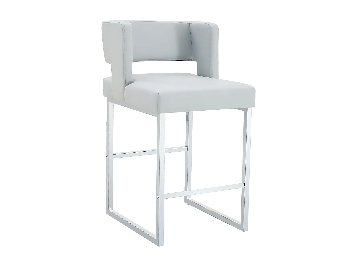 Lot de 2 tabourets de bar en PU gris avec pieds en métal argenté - Design nordique