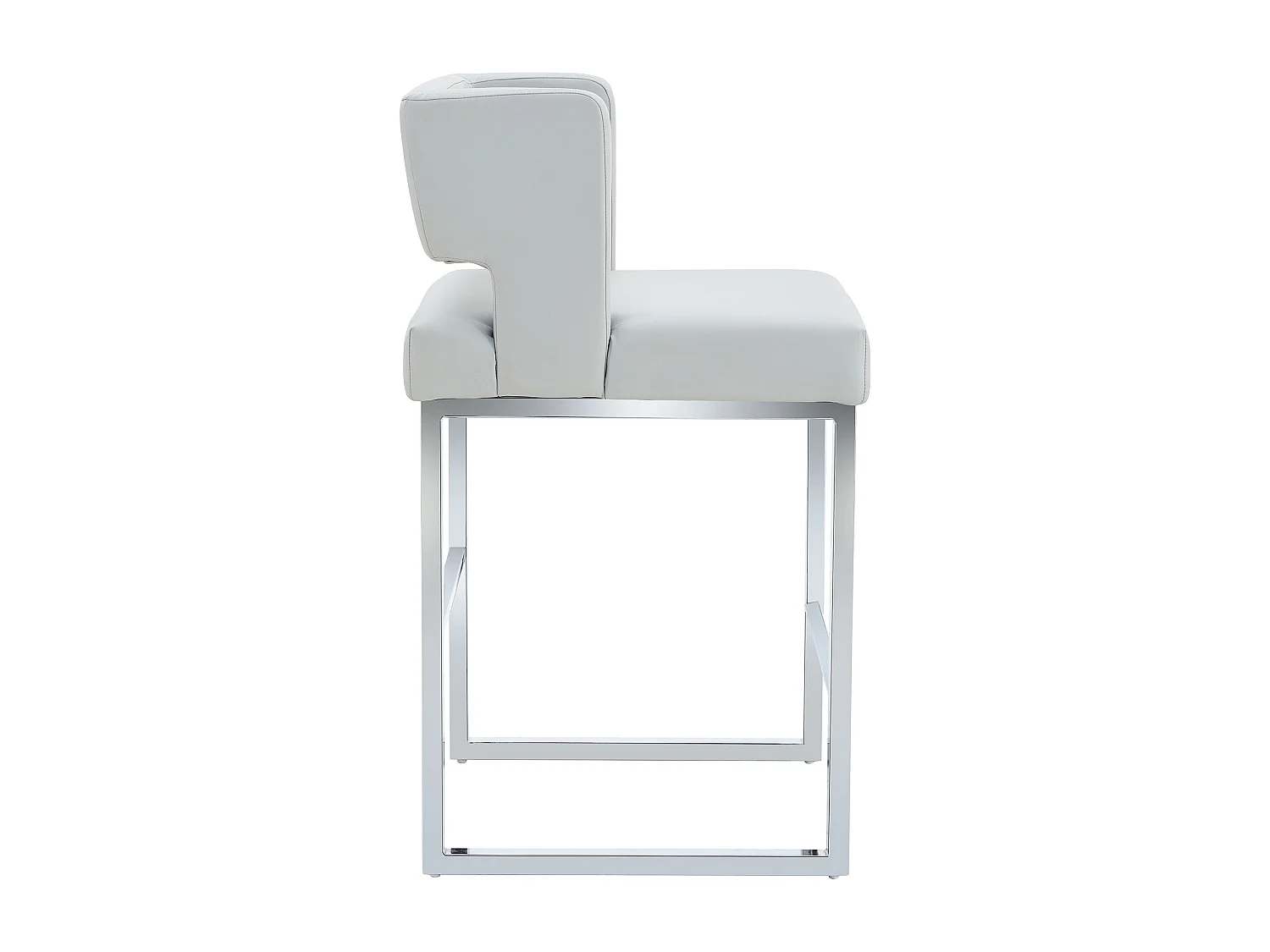 Lot de 2 tabourets de bar en PU gris avec pieds en métal argenté - Design nordique