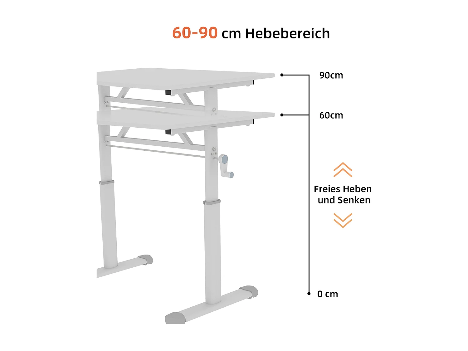 Bureau réglable en hauteur pour enfants et adultes - Blanc 80x60 cm