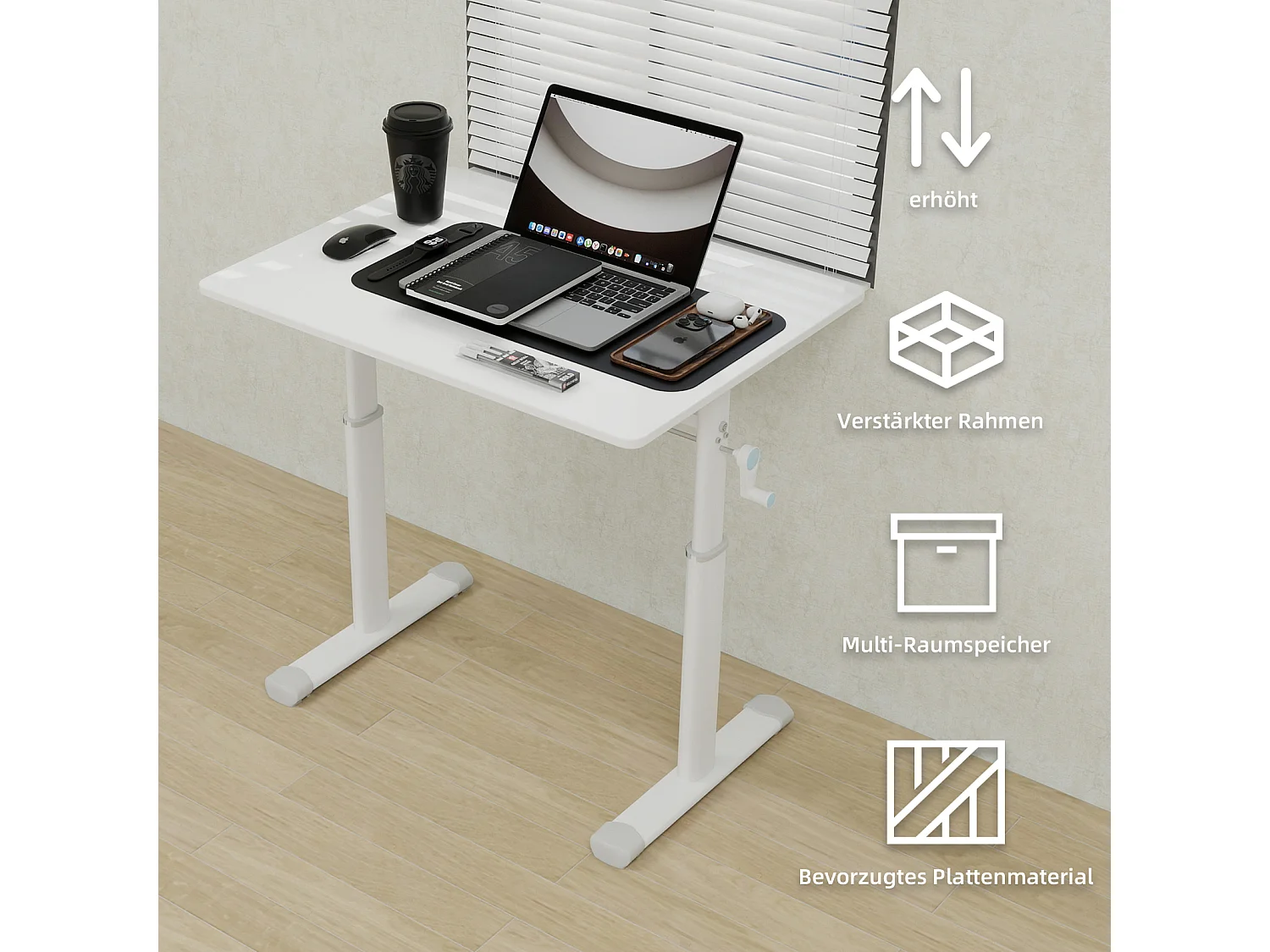 Bureau réglable en hauteur pour enfants et adultes - Blanc 80x60 cm