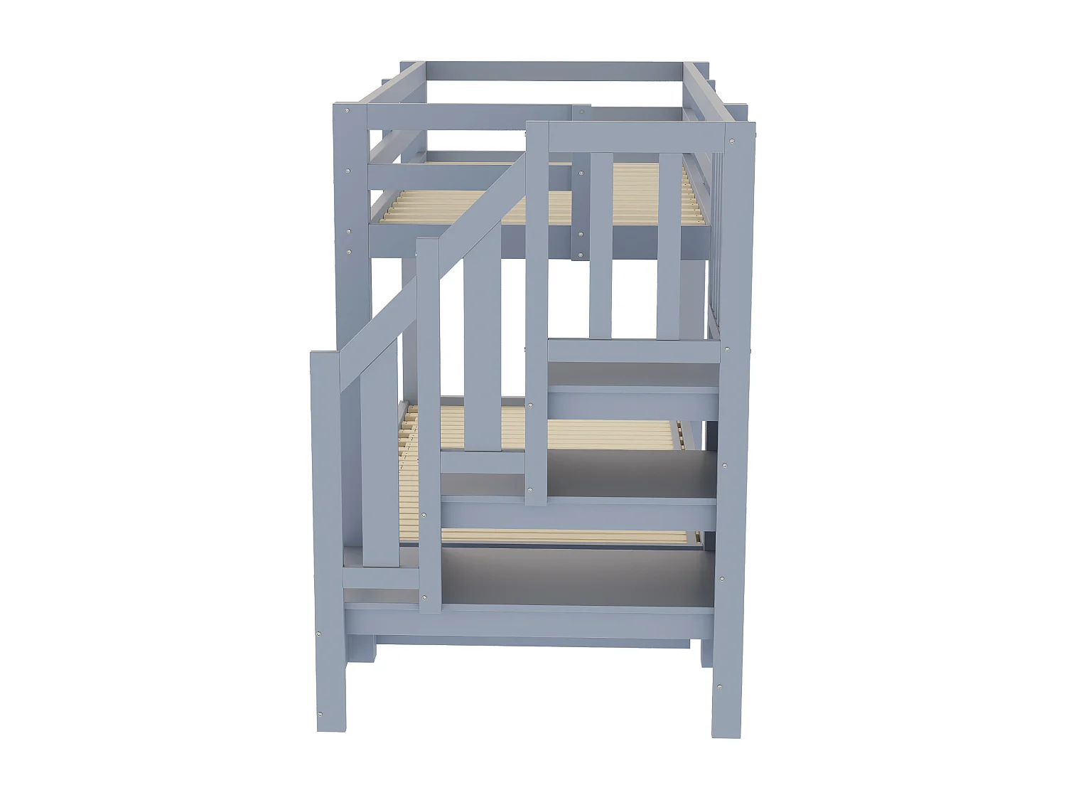 Stapelbed 90 x 200 cm met uitschuifbed 90/180 x 190 cm en 3 lades - houten bed, grijs