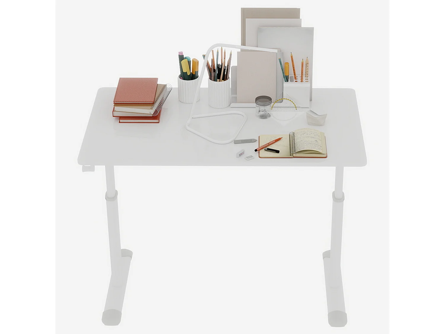 Bureau réglable en hauteur 60-90cm - Plateau blanc 100x60 cm