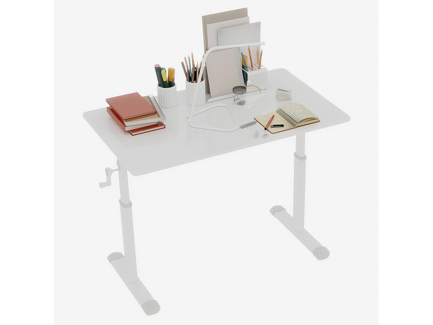 Bureau réglable en hauteur 60-90cm - Plateau blanc 100x60 cm