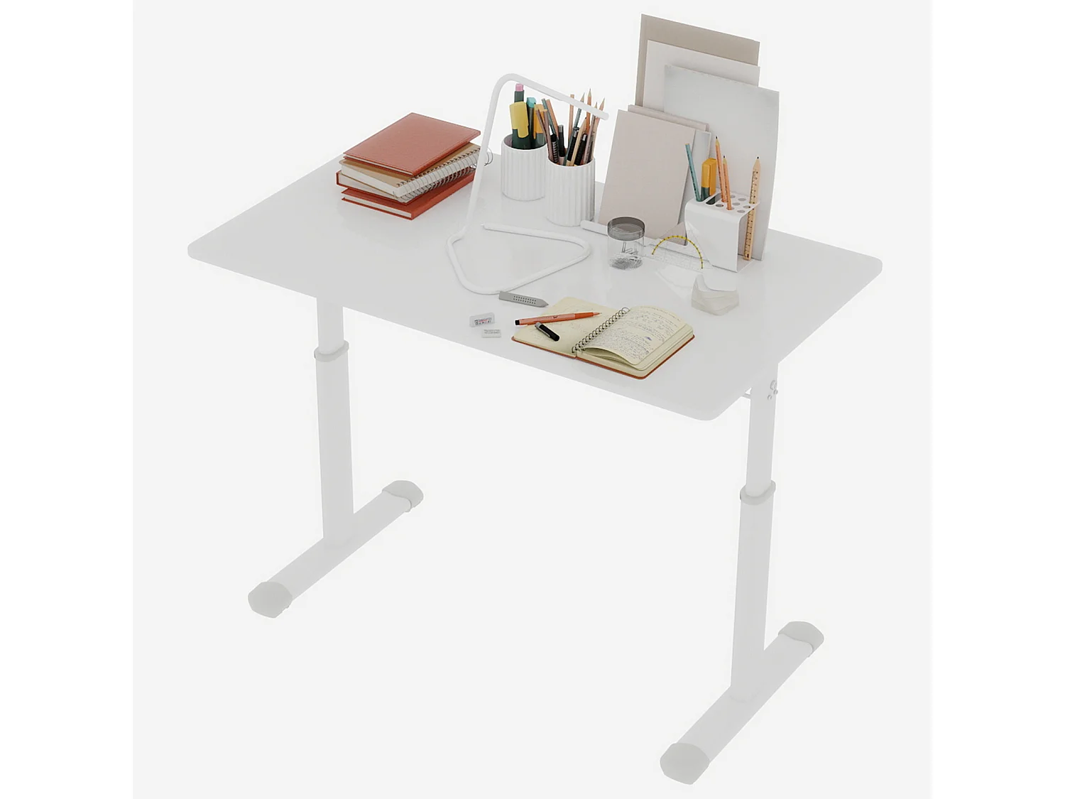 Bureau réglable en hauteur 60-90cm - Plateau blanc 100x60 cm