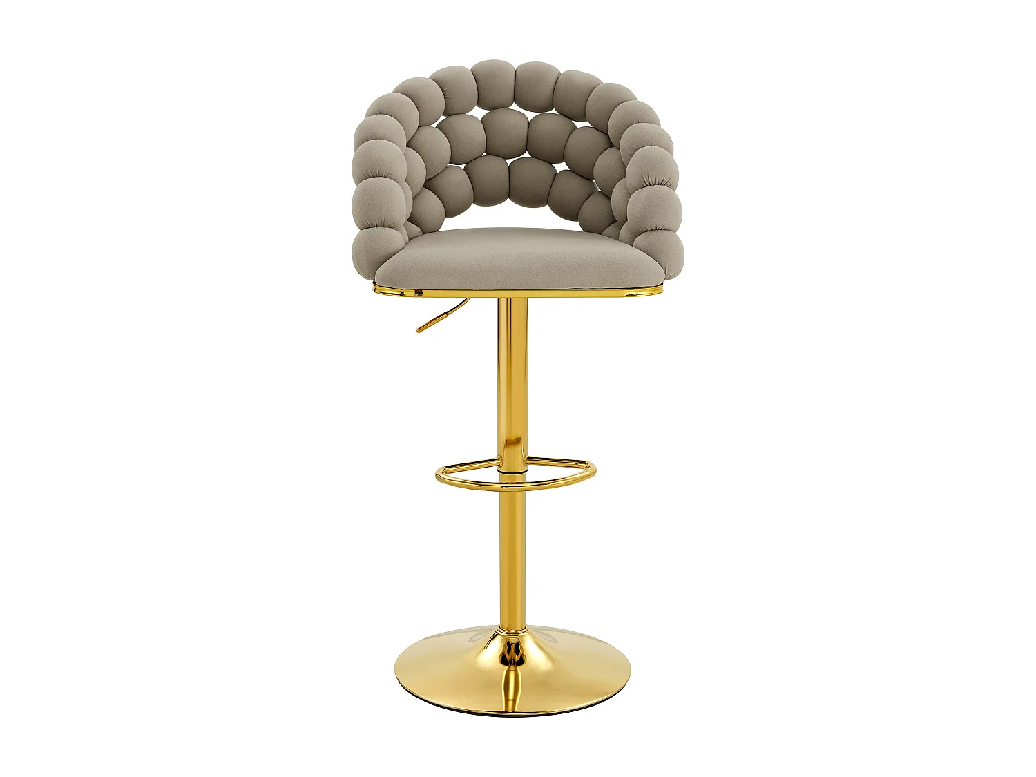 Lot de 2 tabourets de bar en velours gris - Dossier à chaînette et hauteur réglable