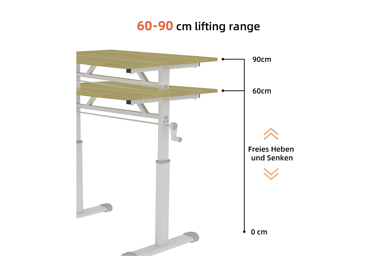 Bureau réglable en hauteur pour enfants et adultes - Couleur bois 80x60 cm