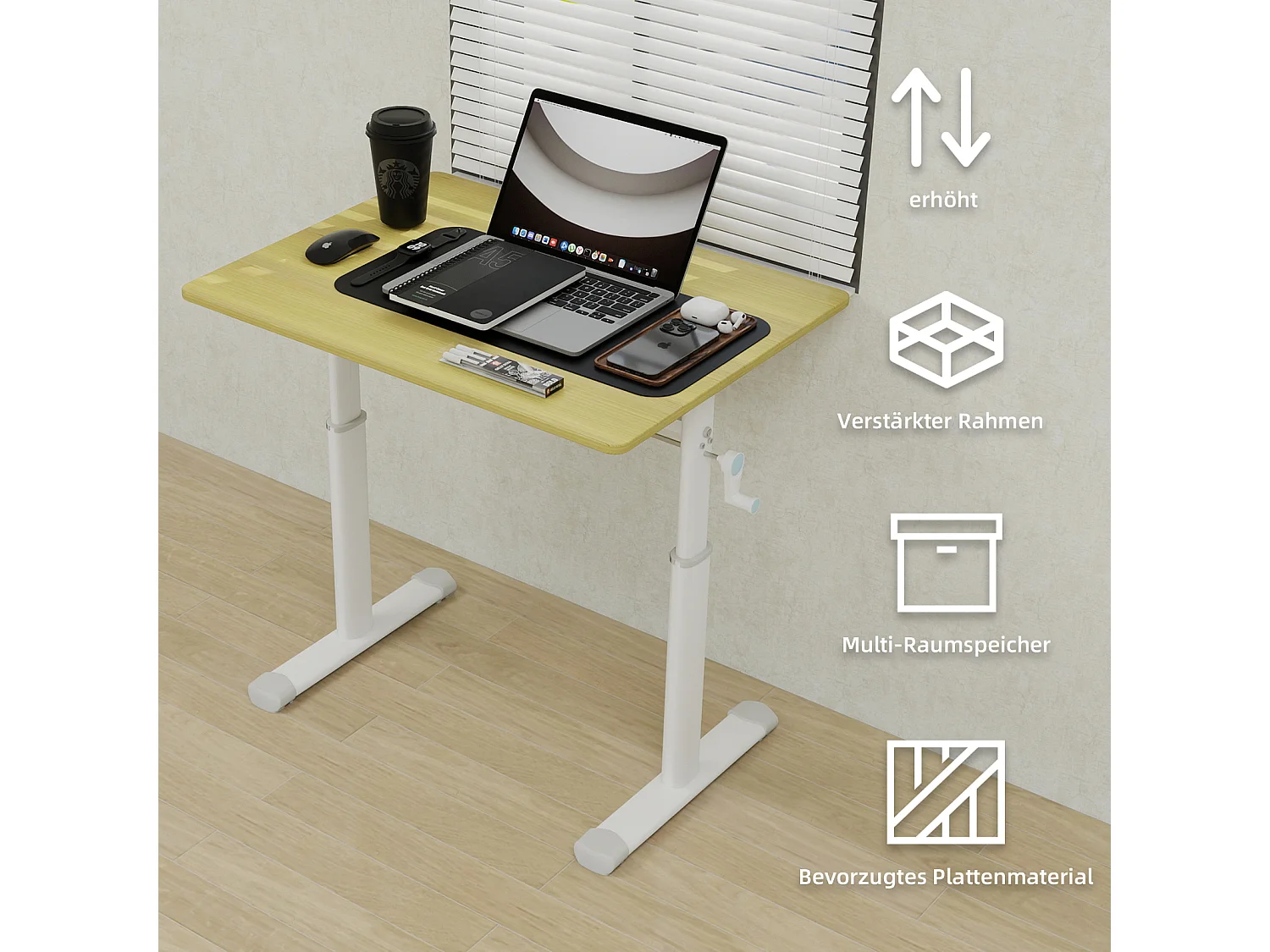 Bureau réglable en hauteur pour enfants et adultes - Couleur bois 80x60 cm