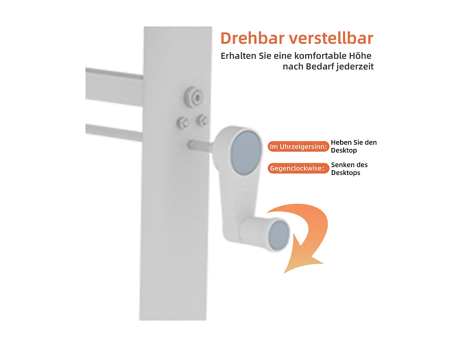 Escritorio regulable en altura, blanco, 120x60 cm - Madera y metal