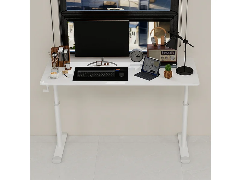 Bureau réglable en hauteur blanc 120x60 cm - Bois et métal