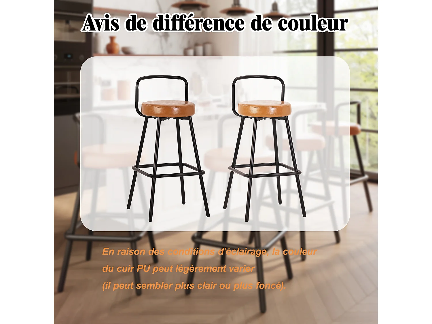 Set van 4 barkrukken met metalen poten - Bruin PU-leer