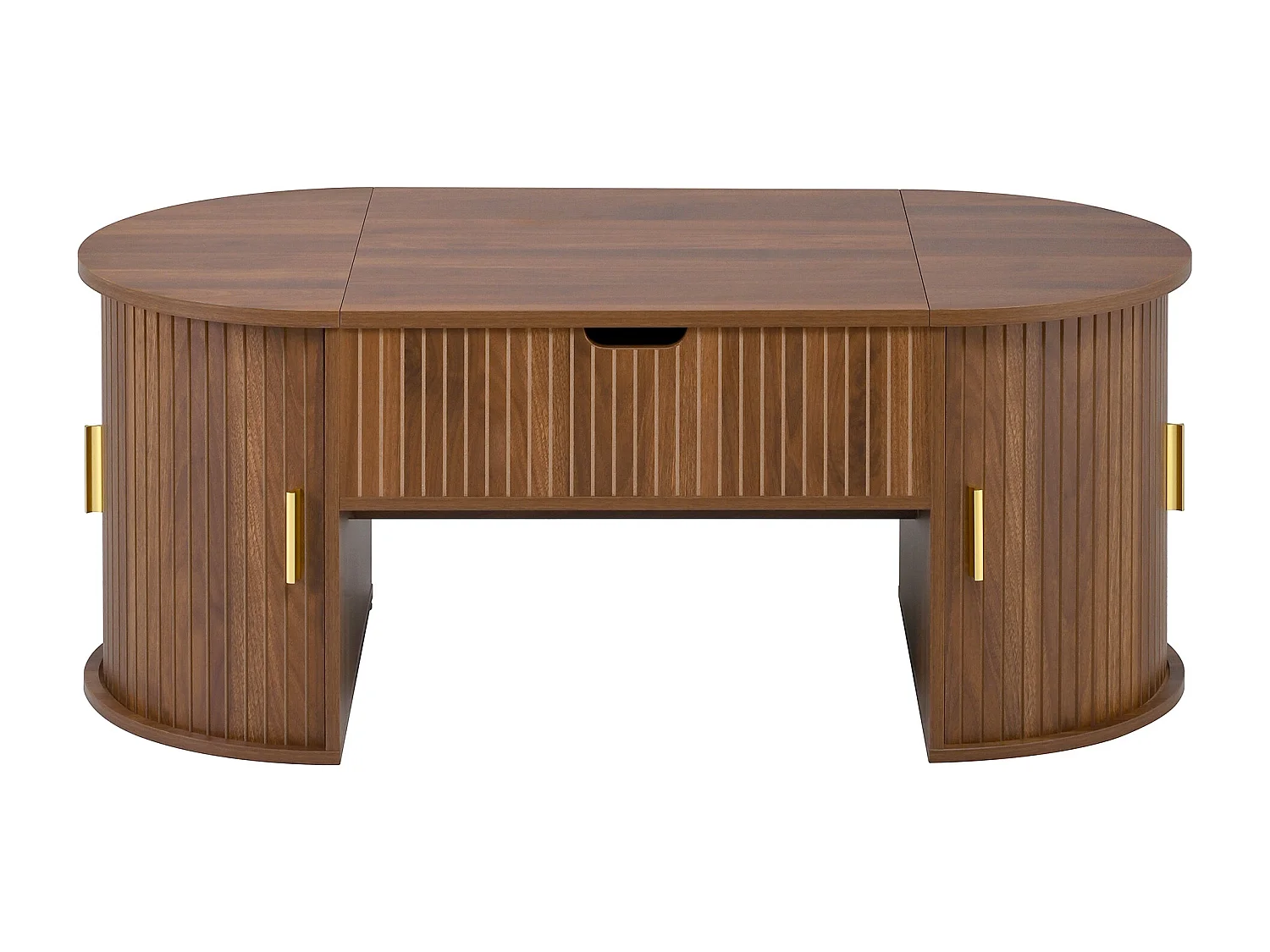 Tavolino da caffè con piano sollevabile e ante scorrevoli - Colore noce 100x50x40,5 cm