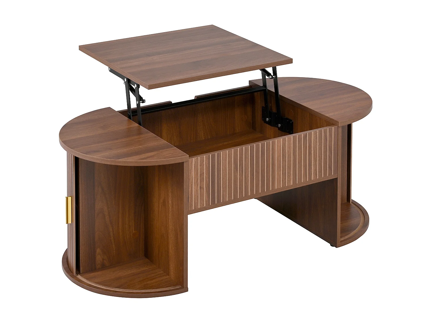 Tavolino da caffè con piano sollevabile e ante scorrevoli - Colore noce 100x50x40,5 cm