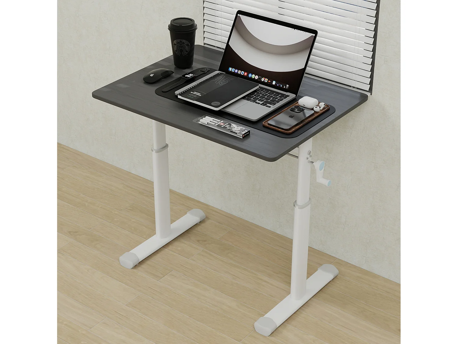 In hoogte verstelbaar bureau voor kinderen en volwassenen - Grijs en wit 80x60 cm