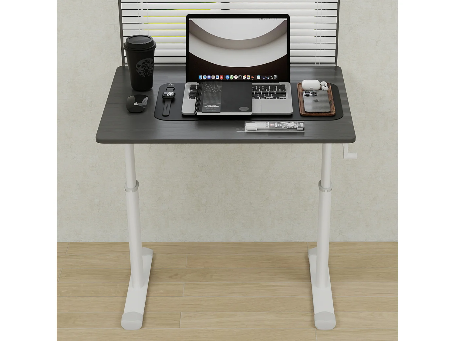 In hoogte verstelbaar bureau voor kinderen en volwassenen - Grijs en wit 80x60 cm