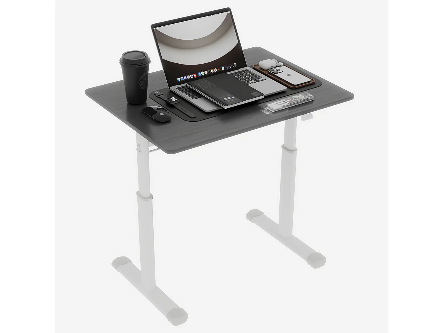 In hoogte verstelbaar bureau voor kinderen en volwassenen - Grijs en wit 80x60 cm