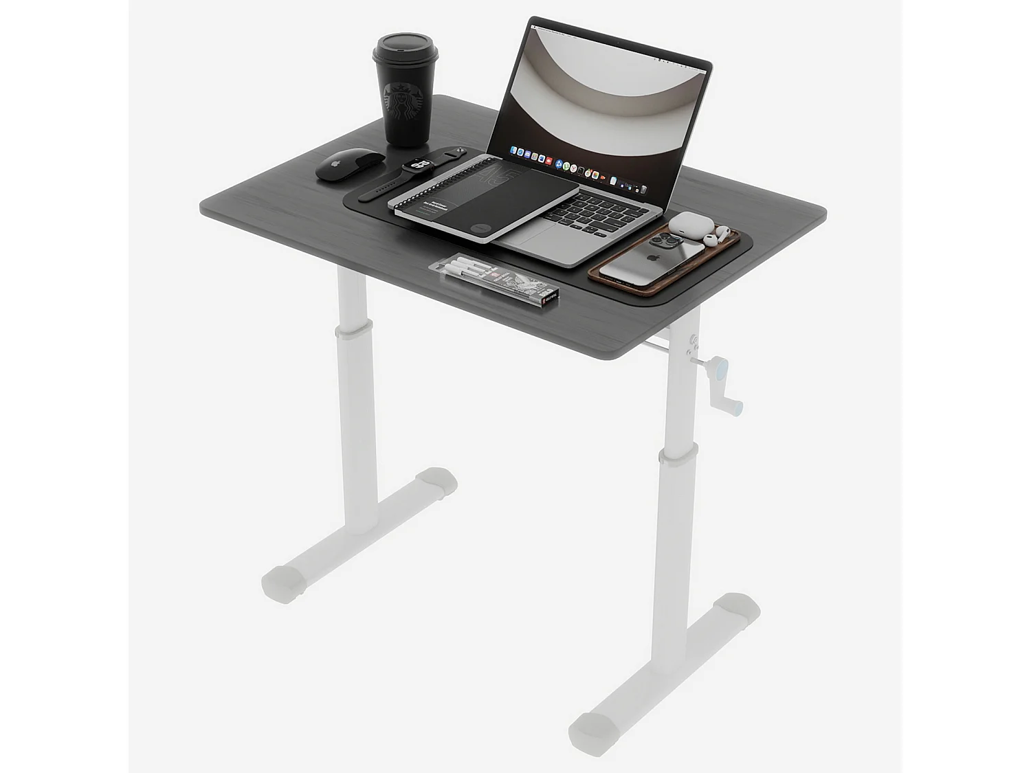 In hoogte verstelbaar bureau voor kinderen en volwassenen - Grijs en wit 80x60 cm