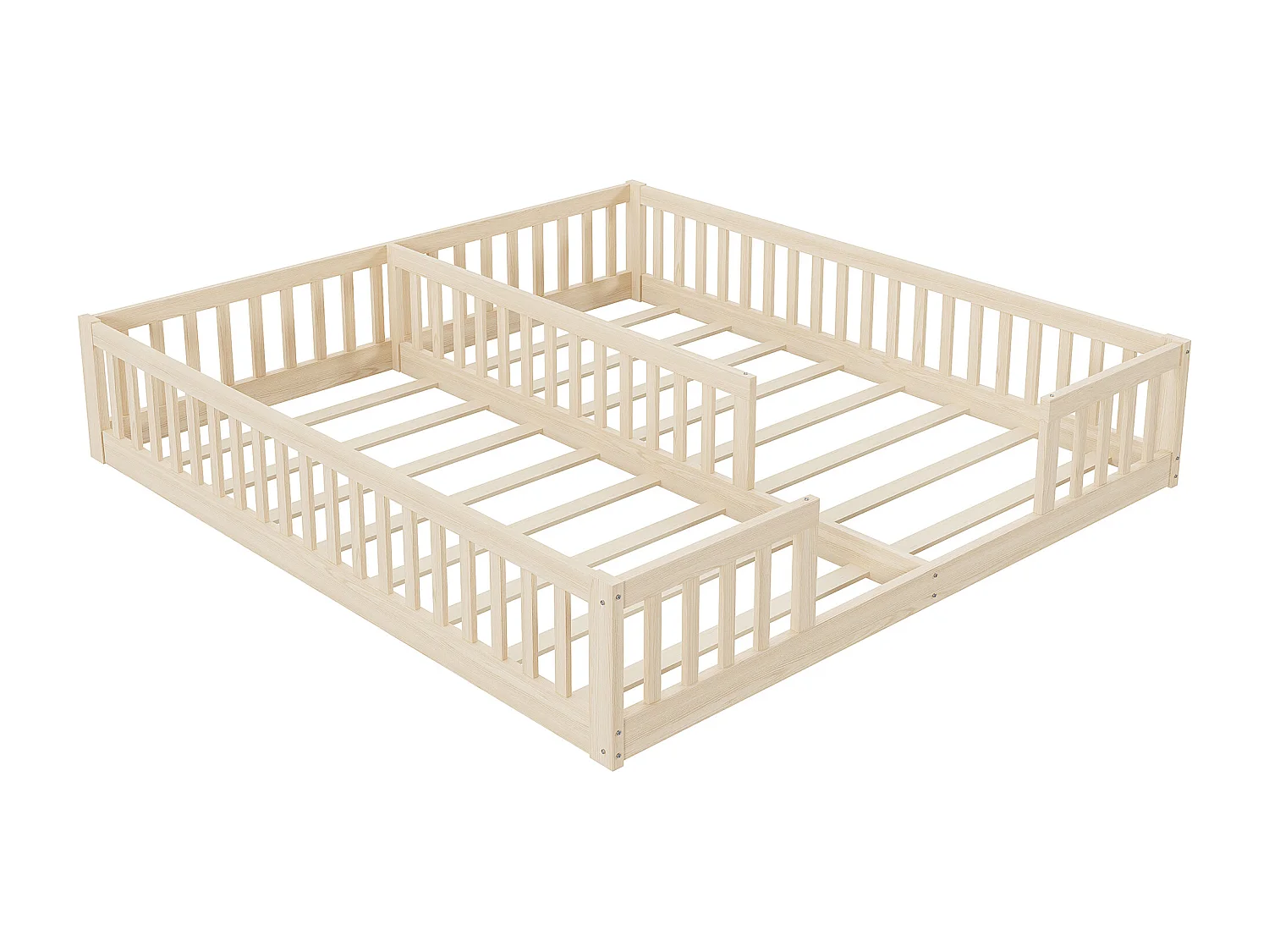 Lit enfant 90x200 cm 2 couchages avec sommier à lattes - Naturel clair