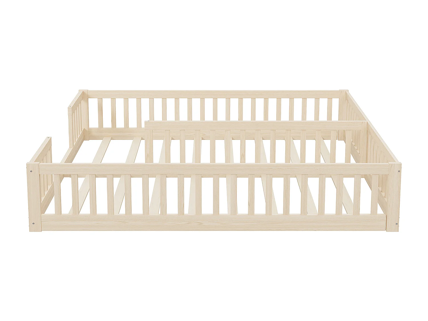 Lit enfant 90x200 cm 2 couchages avec sommier à lattes - Naturel clair