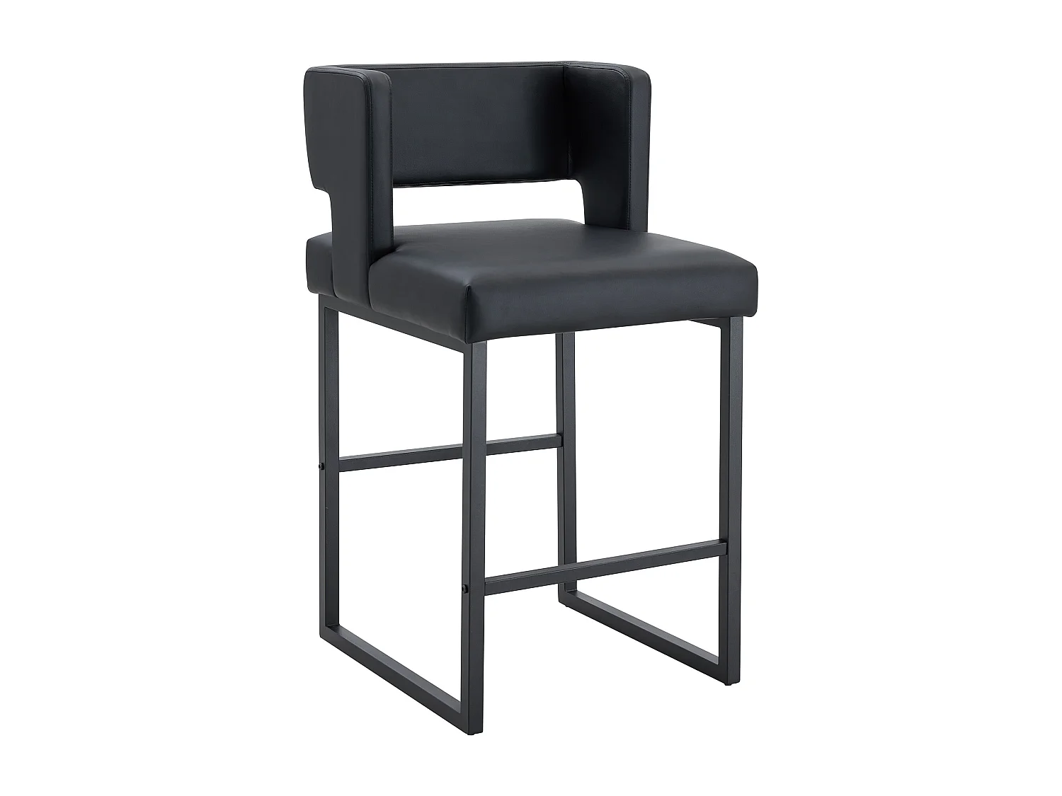 Lot de 2 tabourets de bar en PU avec pieds en métal - Design nordique - Noir