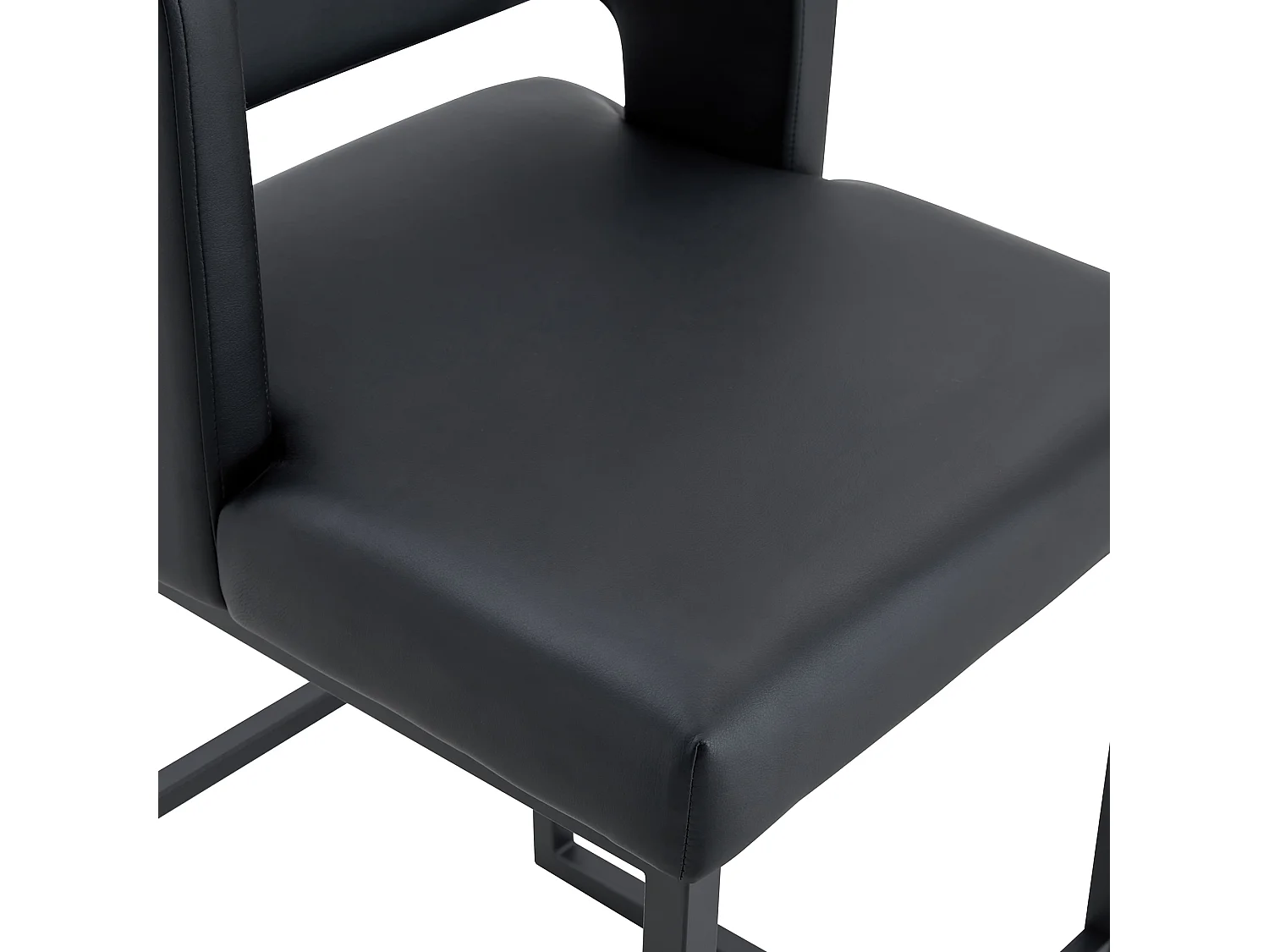 Lot de 2 tabourets de bar en PU avec pieds en métal - Design nordique - Noir