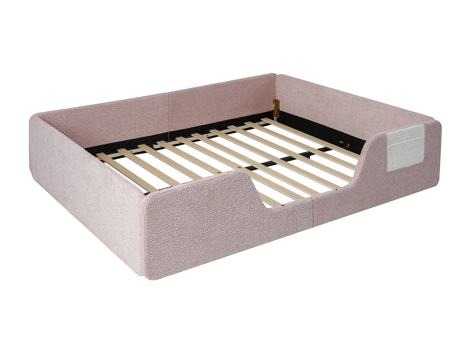 Lit adulte / enfant 140 x 190 cm avec barrières de sécurité amovibles - Tissu rose