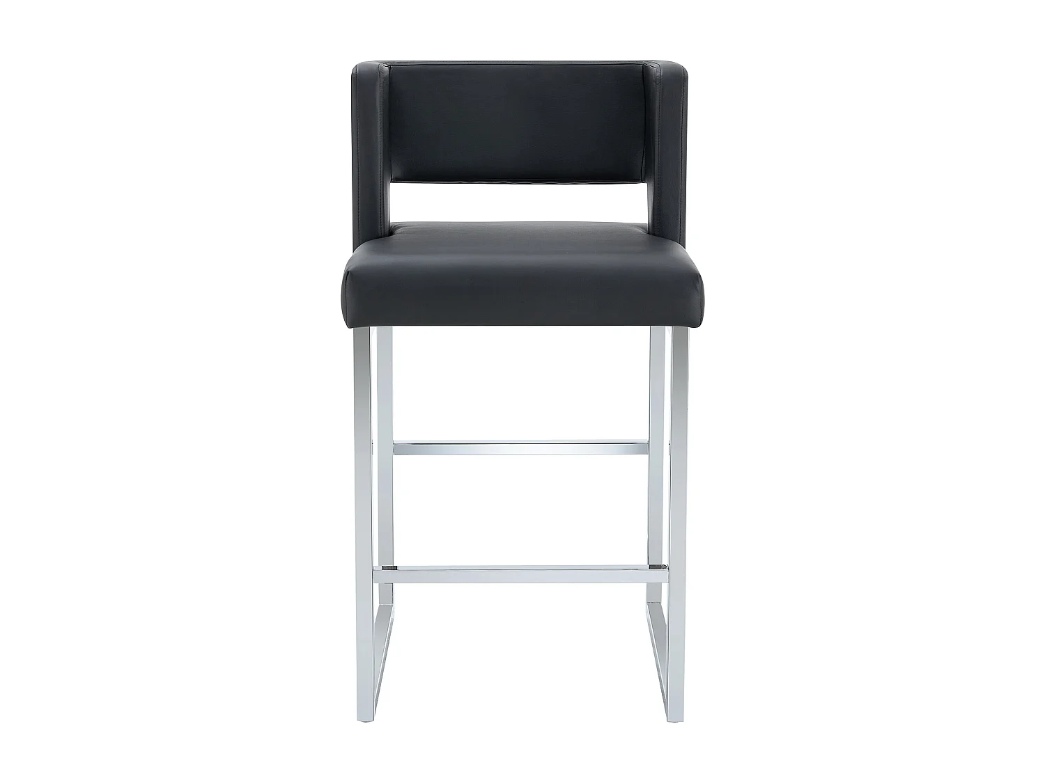 Lot de 2 tabourets de bar en PU noir avec pieds en métal argenté - Design nordique