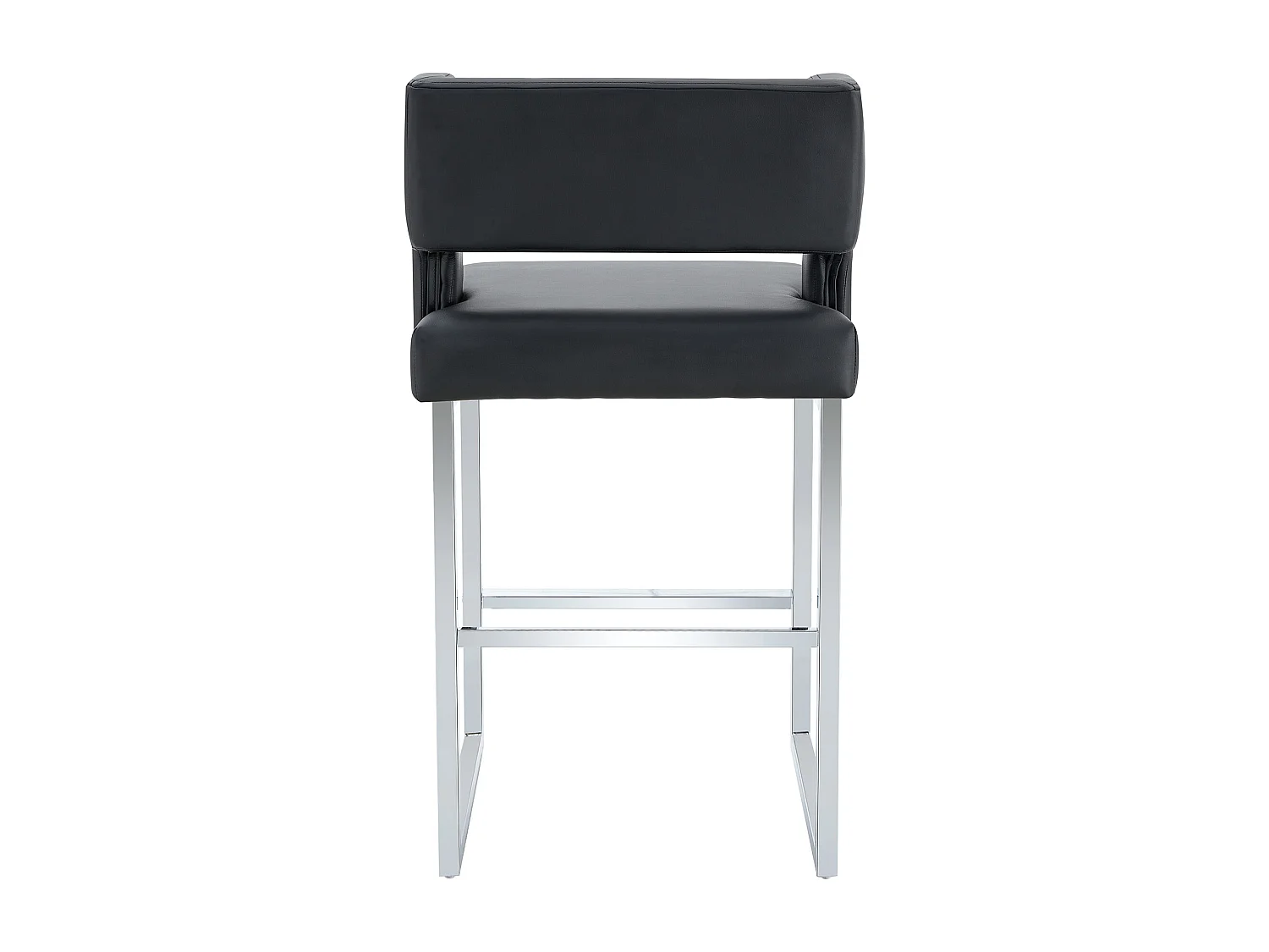 Lot de 2 tabourets de bar en PU noir avec pieds en métal argenté - Design nordique