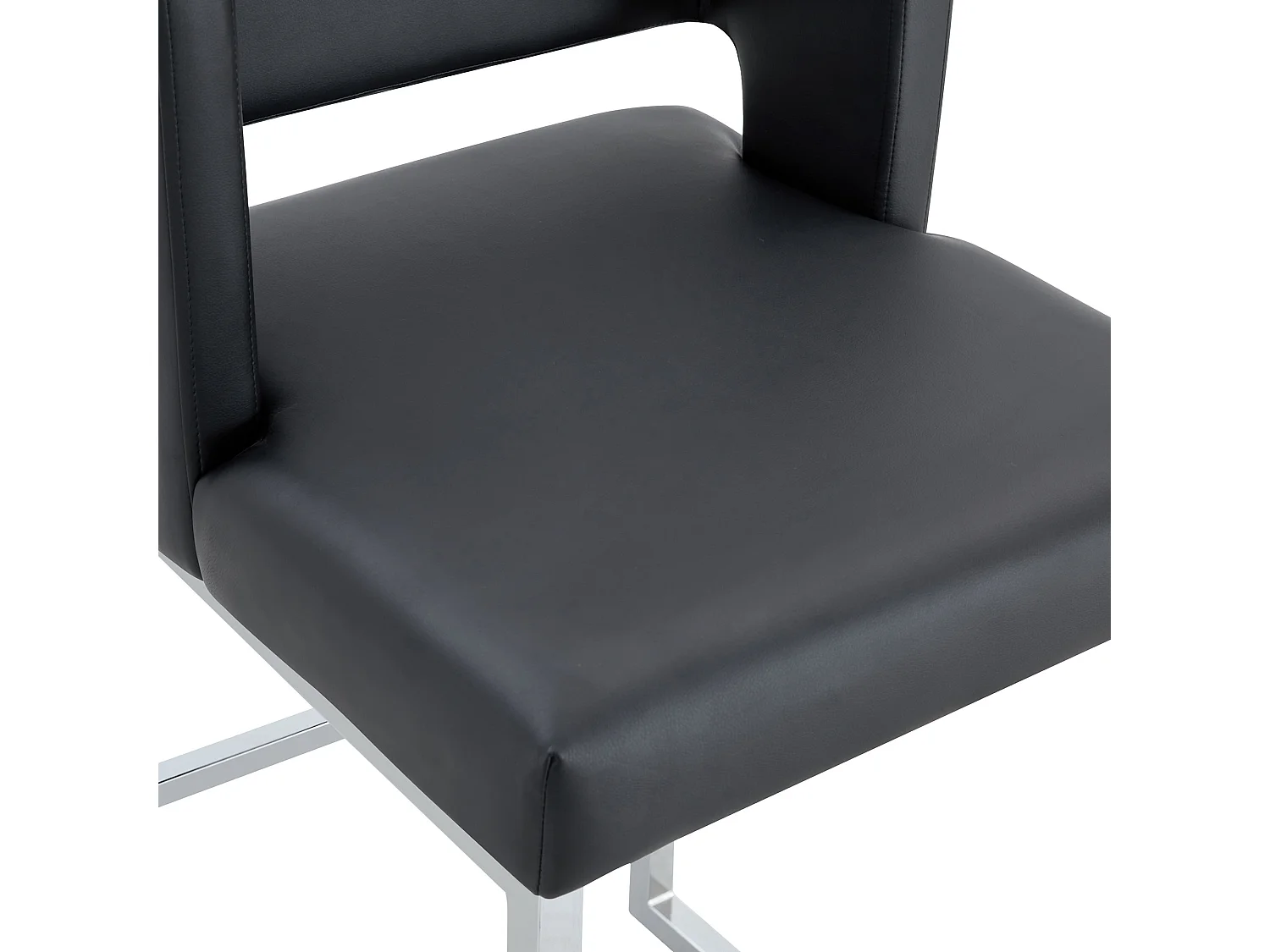 Lot de 2 tabourets de bar en PU noir avec pieds en métal argenté - Design nordique