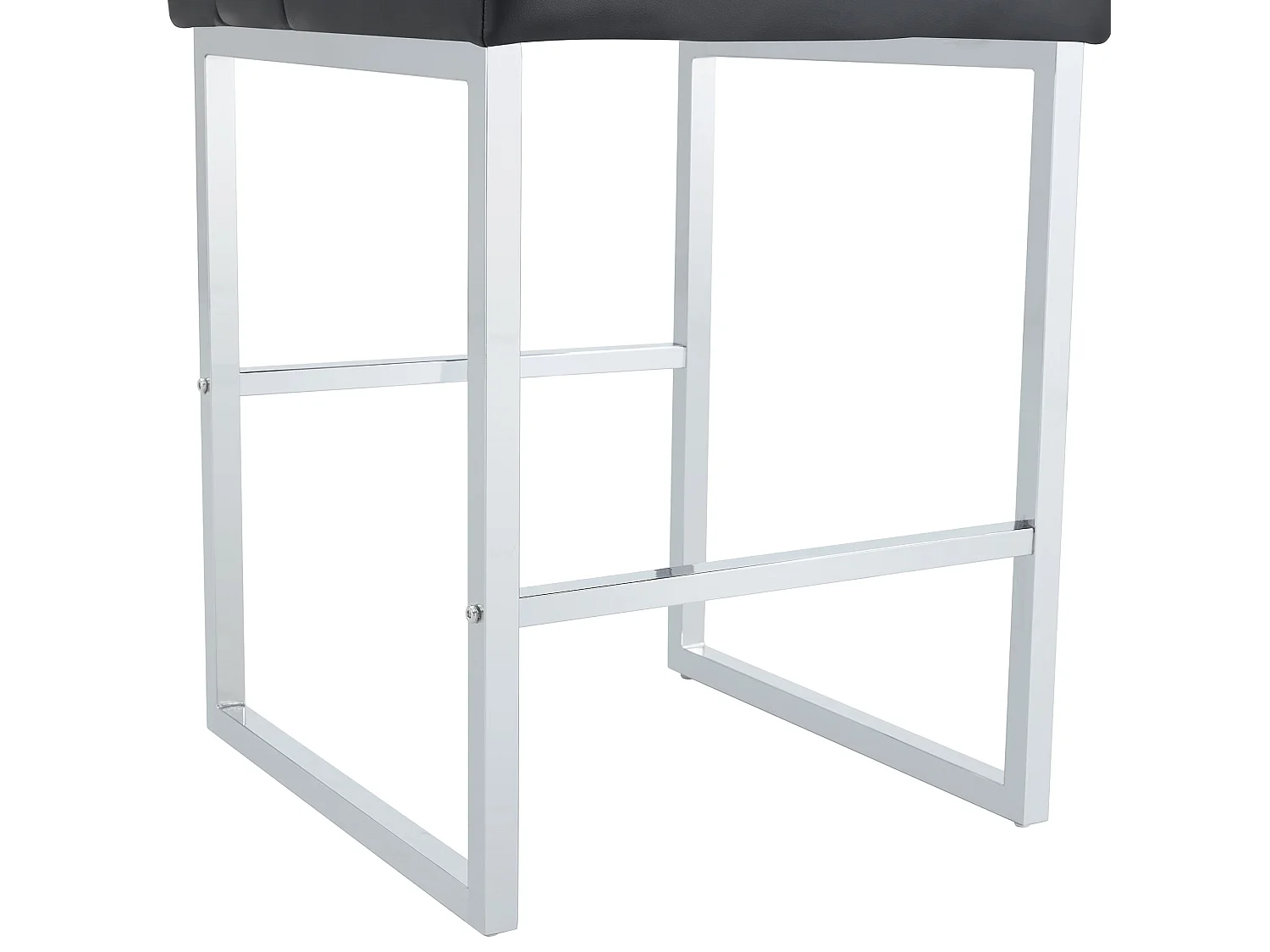 Lot de 2 tabourets de bar en PU noir avec pieds en métal argenté - Design nordique