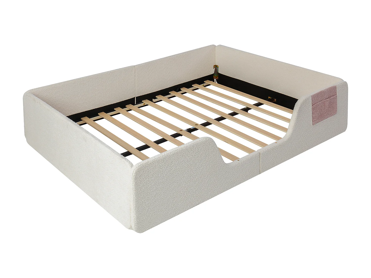 Lit adulte / enfant 140 x 190 cm avec barrières de sécurité amovibles - Tissu beige