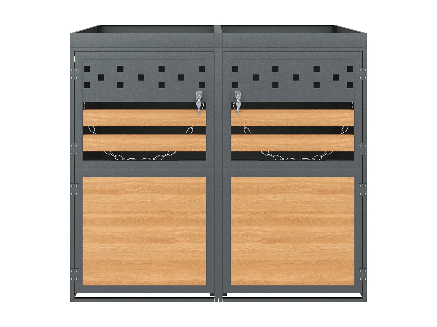 Abri pour 2 poubelles pour 120–240 L anthracite - Portes aspect bois