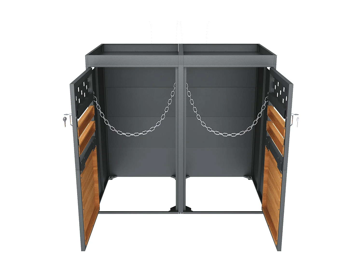 Abri pour 2 poubelles pour 120–240 L anthracite - Portes aspect bois