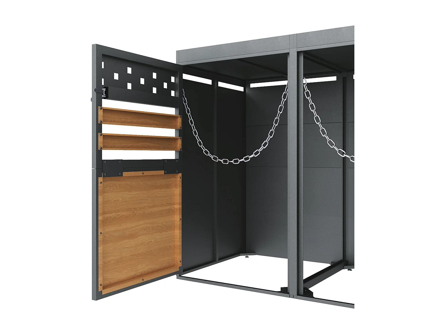 Abri pour 2 poubelles pour 120–240 L anthracite - Portes aspect bois