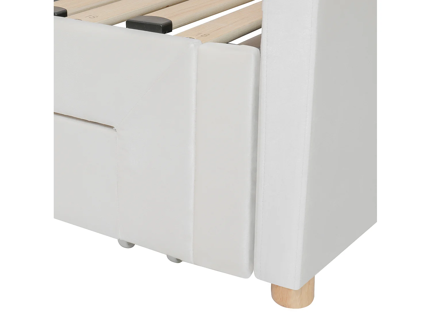 Lit banquette 90x200 cm extensible 180x200 cm - Lit adulte avec 2 tiroirs et port USB - Velours beige