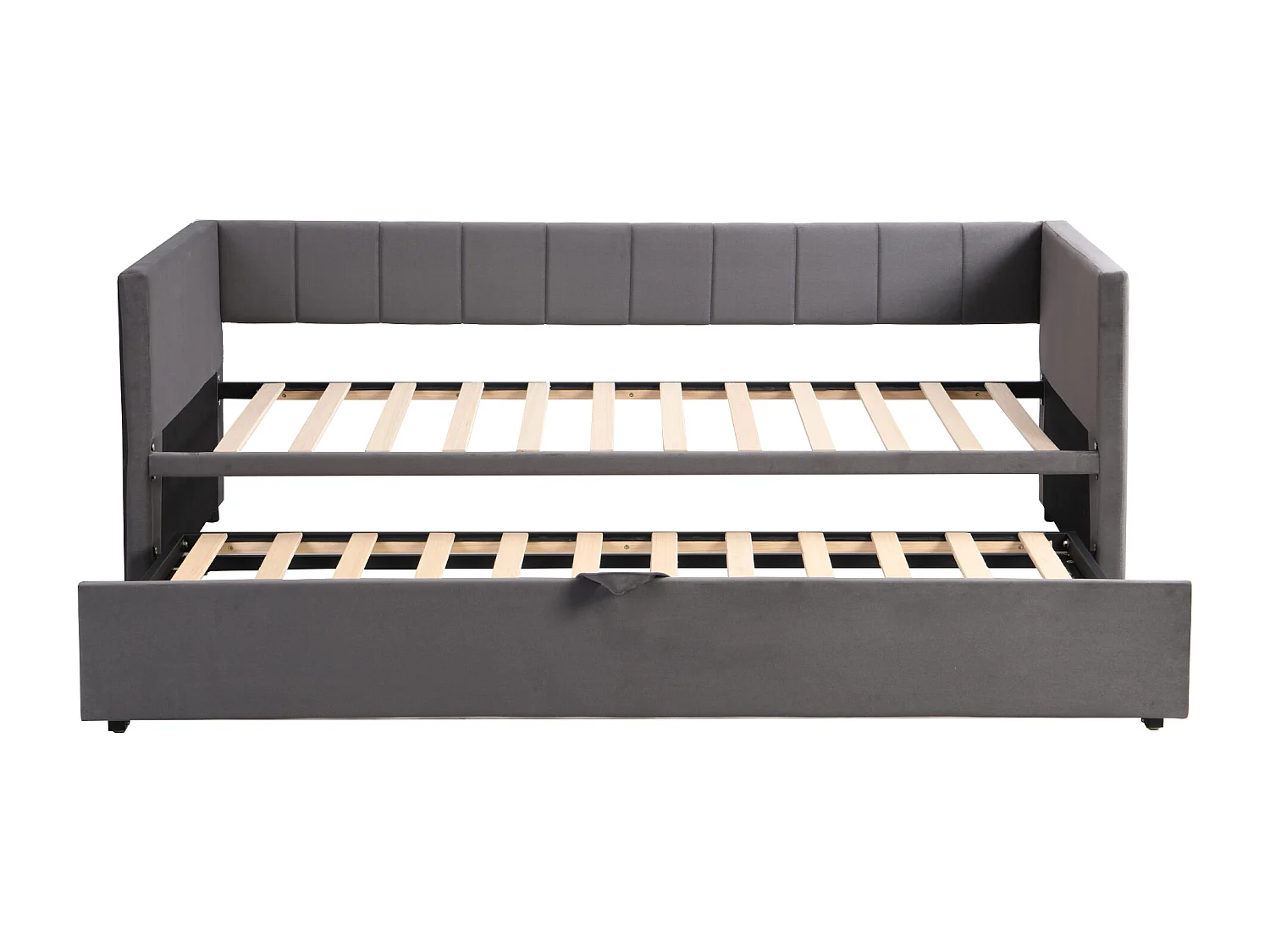 Lit enfant / adulte 90/180x200 cm extensible avec sommier à lattes, velours gris