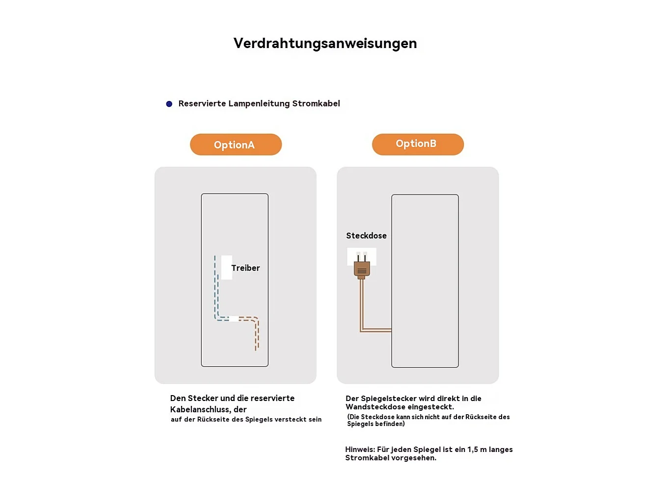 Miroir LED sur pied ou mural 163 x 54 cm, cadre métal noir, miroir argenté