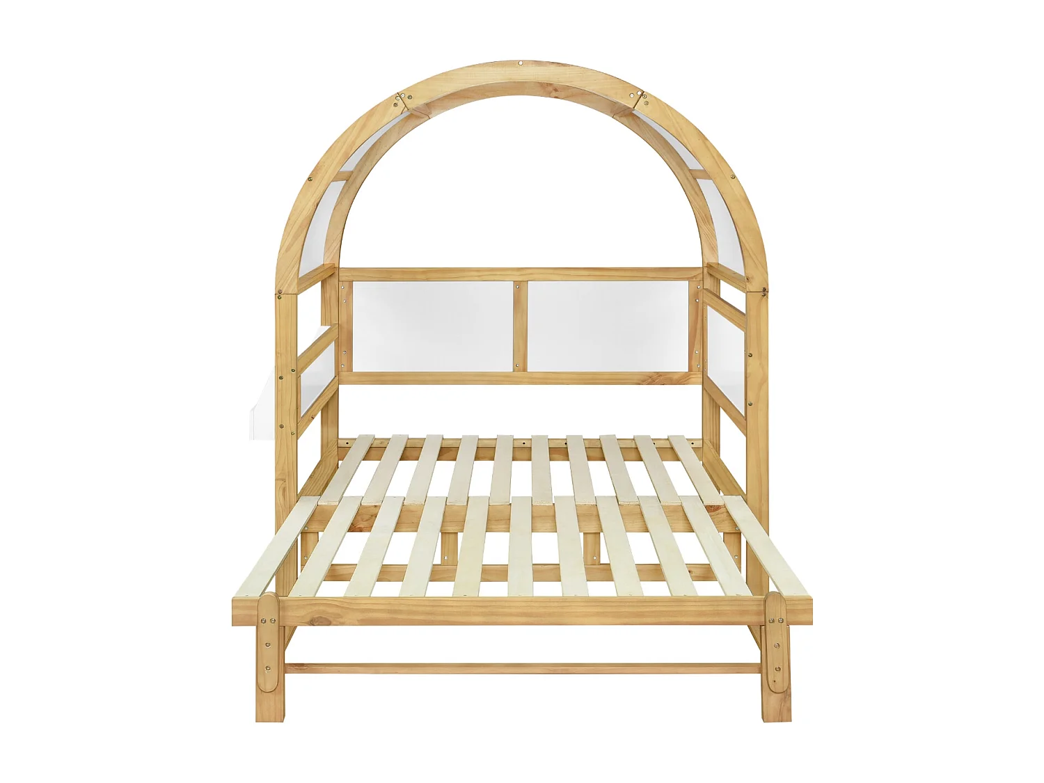 Uitschuifbaar kinderbed in kajuitvorm 140x100/200 cm met opbergruimte aan de zijkant - Wit en licht naturel