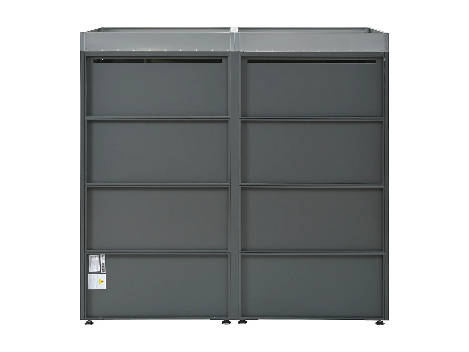 Abri pour 2 poubelles avec verrouillable - Panneau grain de bois - Gris et bois