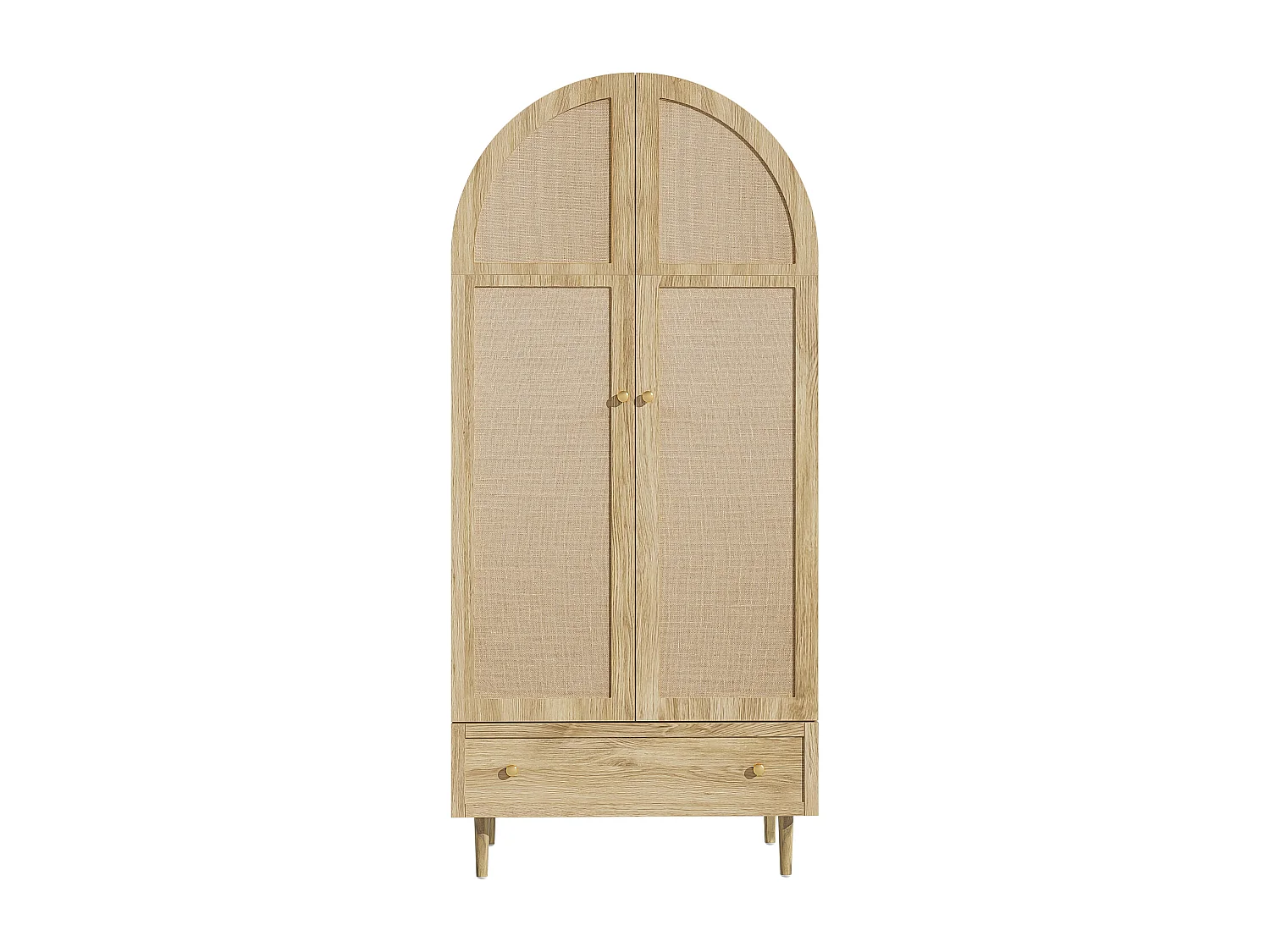 Armoire avec tiroir et 2 portes en bois recouvertes de lin - Naturel clair