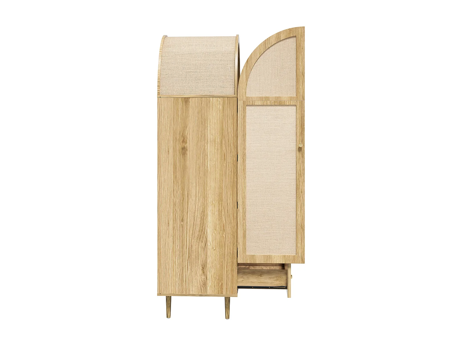 Armoire avec tiroir et 2 portes en bois recouvertes de lin - Naturel clair