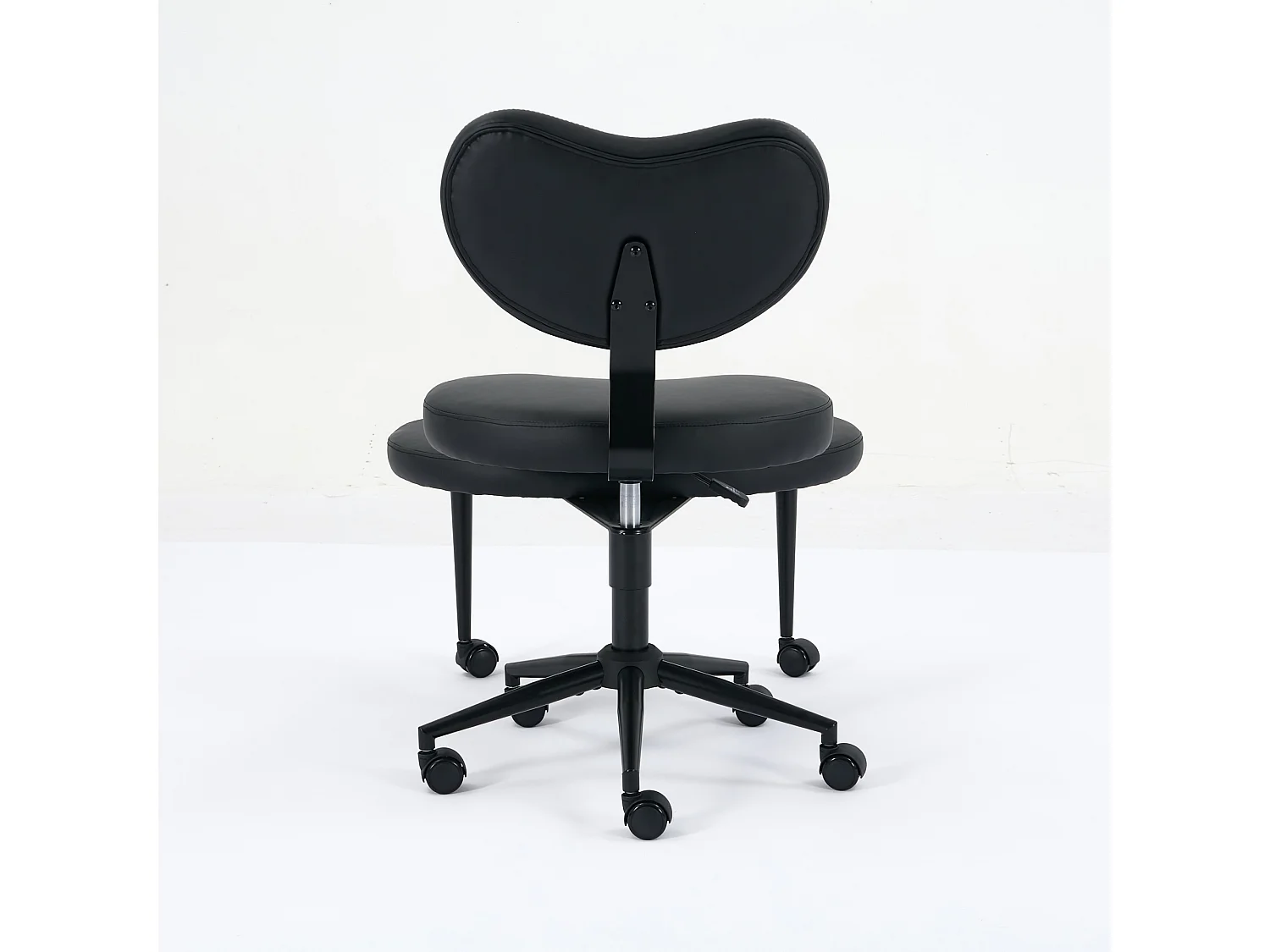 Chaise de bureau réglable en PU avec repose-pieds pivotant 360° et roulettes, noir