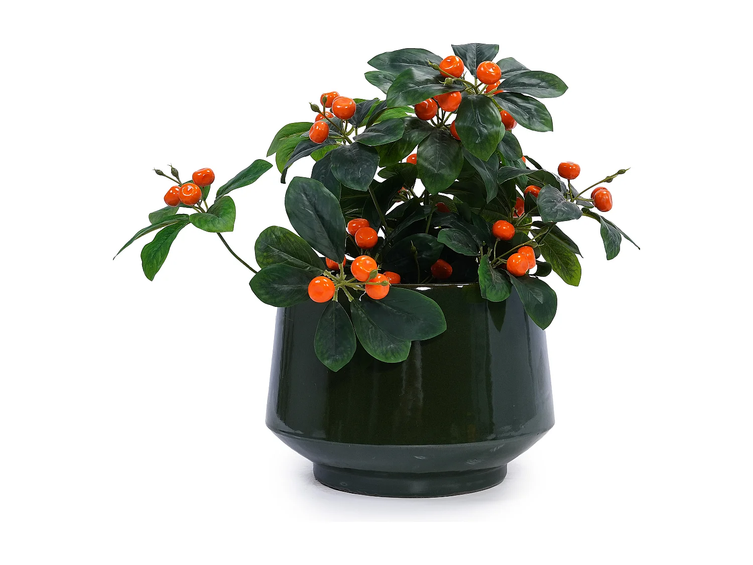 Set de 3 pots de fleurs ronds en céramique (Ø 38,1/28/22 cm), vert foncé