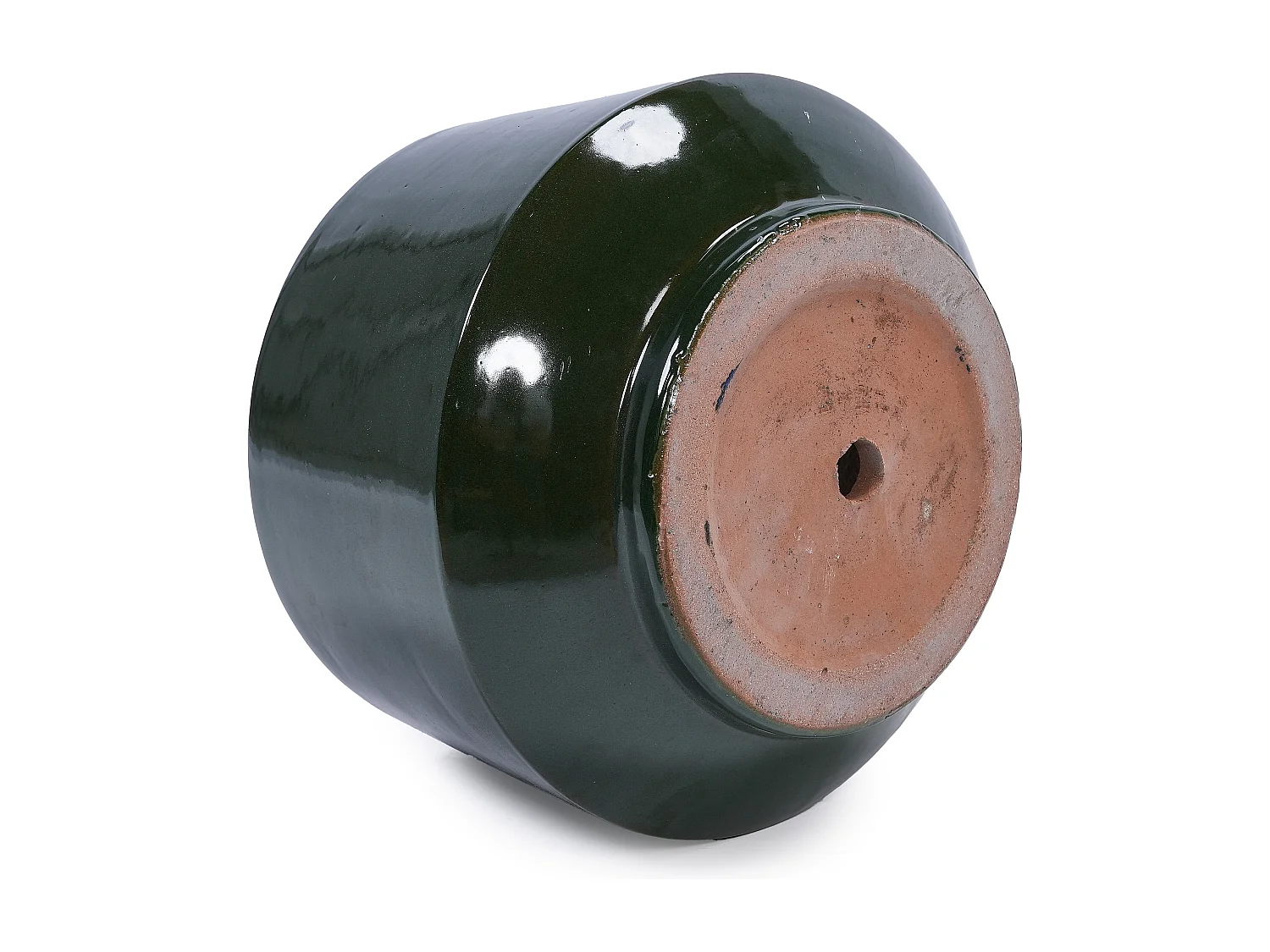 Set de 3 pots de fleurs ronds en céramique (Ø 38,1/28/22 cm), vert foncé